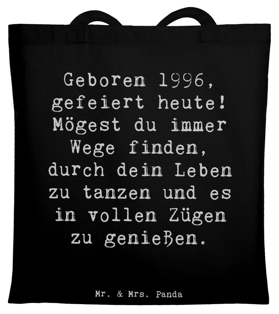 Mr. & Mrs. Panda Tote Bag Spruch 1996 Geburtstag - Schwarz - Geschenk, liebevoll handgefertigt, Feierlichkeiten, besondere Anlässe, Einkaufstasche...