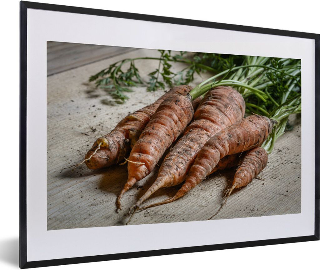 MuchoWow Gerahmtes Poster Bio-Möhren 60x40 cm - Poster mit Schwarzem Bilderrahmen Wandposter Rahmen Foto Bilder - Schlafzimmer - Plakat in Rahme...