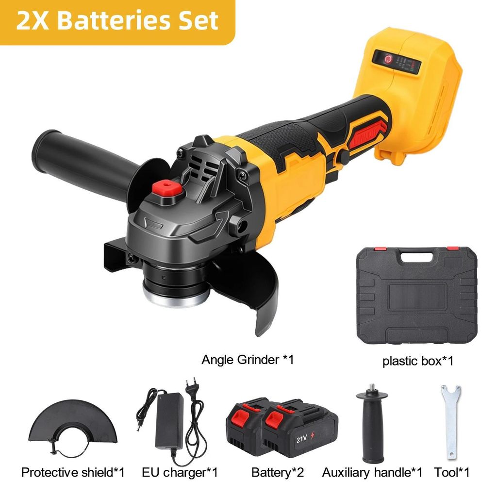 Winkelschleifer - Akku Trennschleifer - Leistung 1500 W - 3 Stufen - Drehzahl 20.000 U/min - Bürstenloser Motor - 2 Akkus - Type1