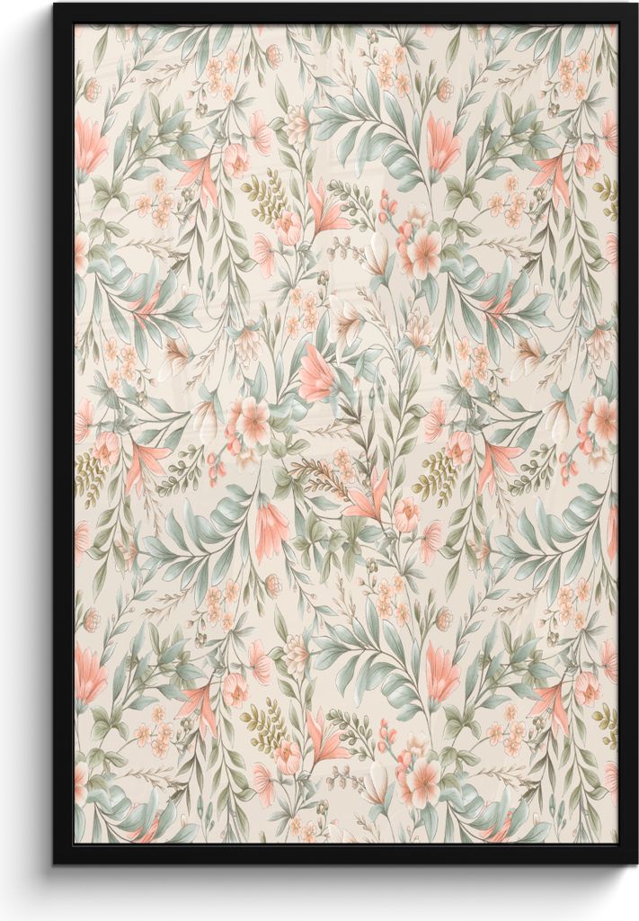 MuchoWow MuchoWow Gerahmtes Poster Blumen - Vintage - Pastell 60x90 cm - Poster mit zchwarzem Bilderrahmen - Kunst
