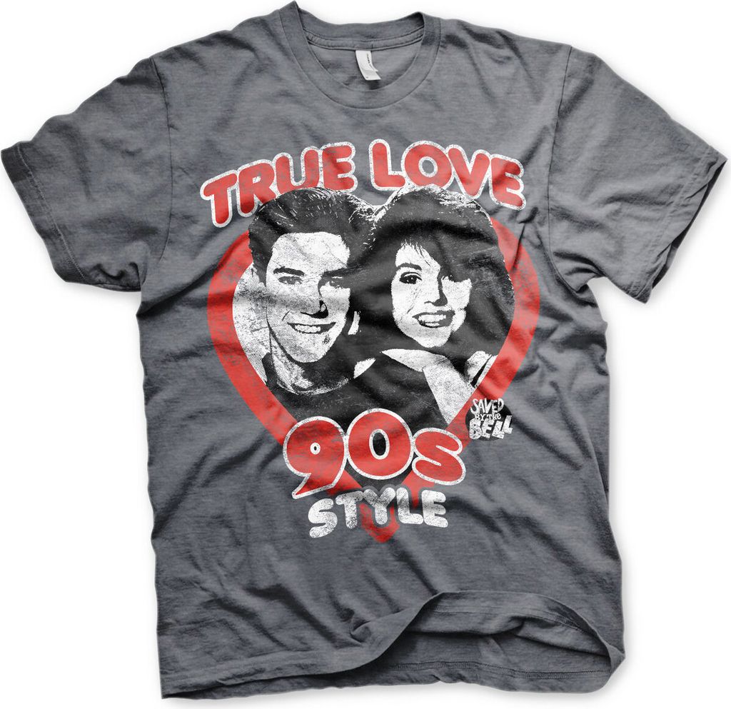 Saved By The Bell - True Love 90s Style T-Shirt - Medium - Dark-Heather