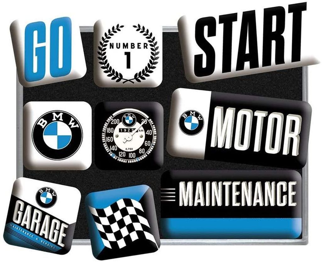Nostalgic-Art - Set de 9 aimants - BMW - Moteur BMW Image du produit 