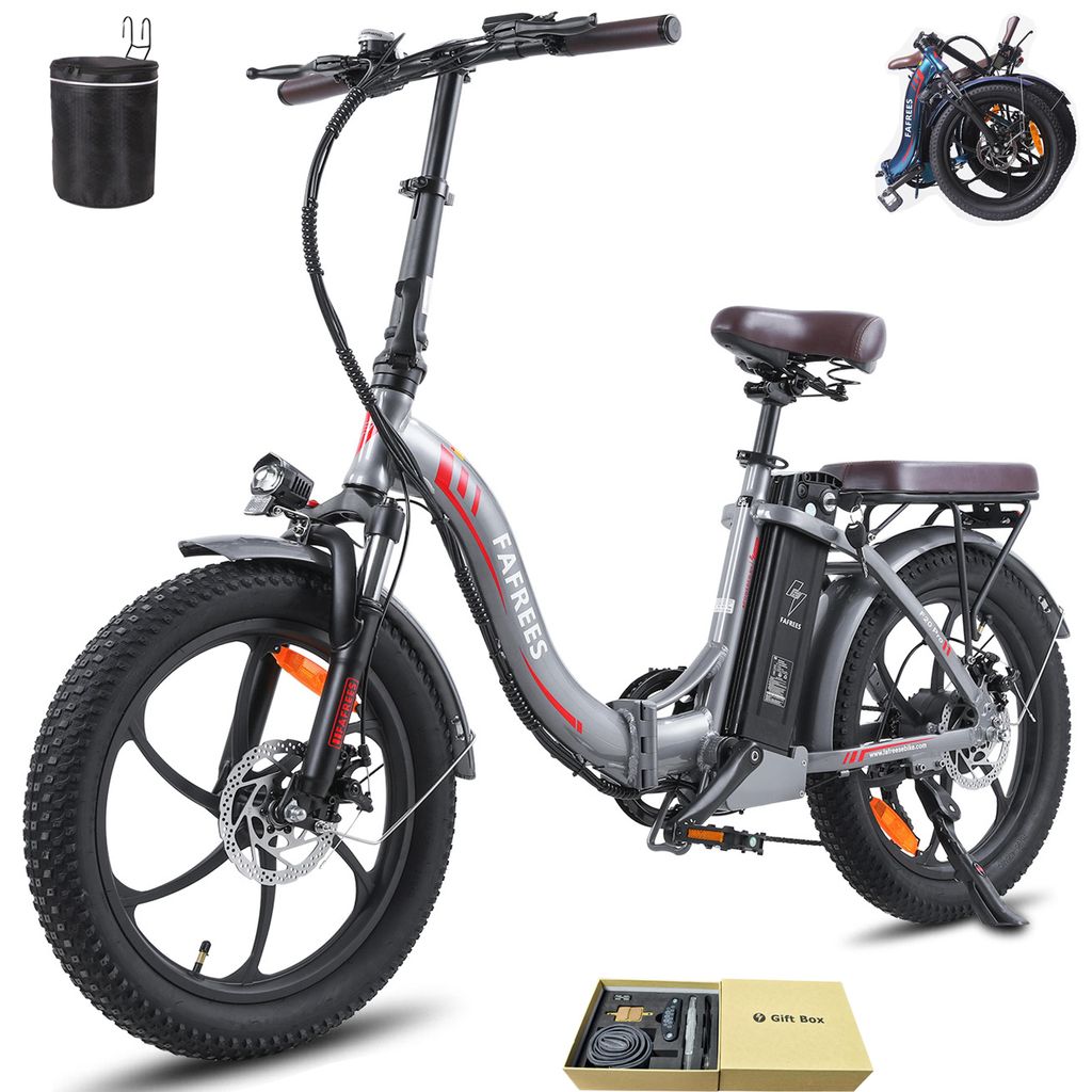 E-bike klapprad Rostfreie Aluminiumlegierung 36 V 18 Ah 648 Wh bis zu 120 -150 km Wasserdicht IPX5 20 zoll 7 Gang, Grau
