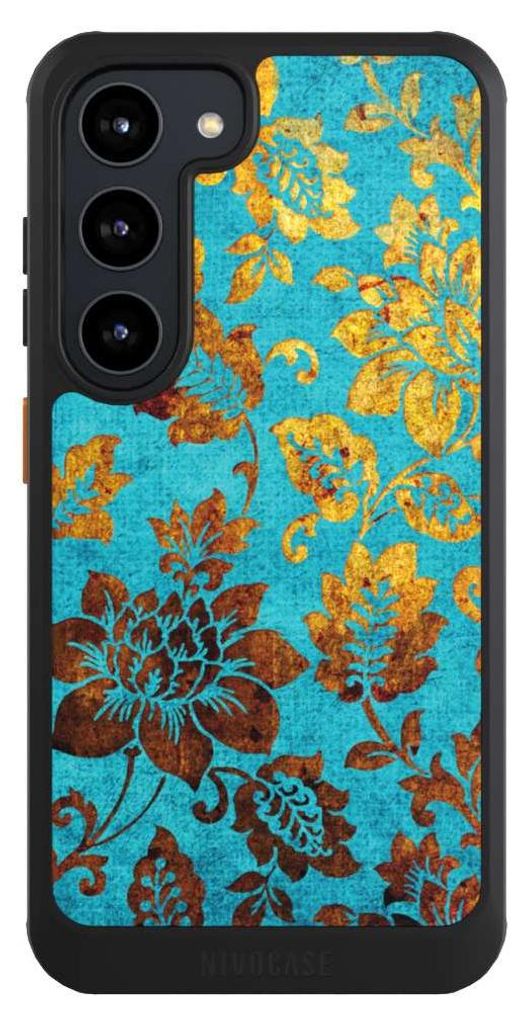 NIVOCASE Hülle für Samsung Galaxy S23 Handyhülle NIVOcore Case Schwarz Blumen Ornamente Vintage