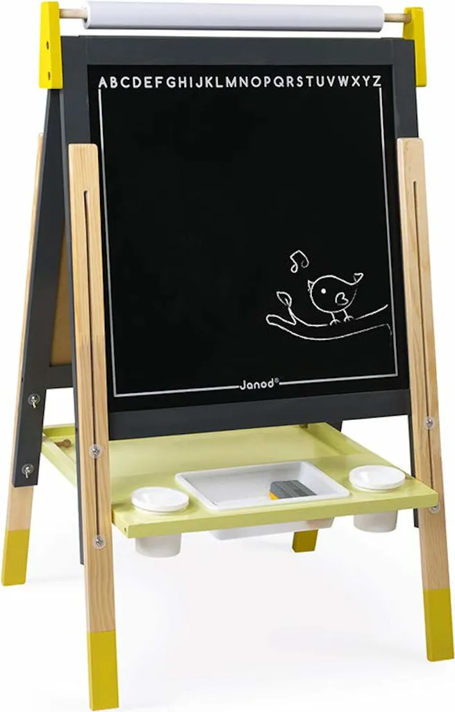 Tableau Double Face Réglable Janod - Ardoise et Magnétique Gris Jaune - 8