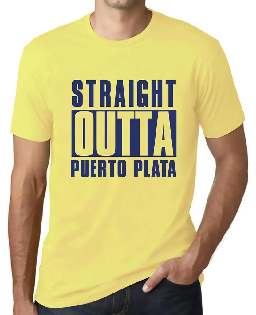 Herren Grafik T-Shirt Straight Outta Puerto Plata Öko-Verantwortlich Vintage Jahrgang Kurzarm Lustige Druck Geburtstag Geschenk Mann
