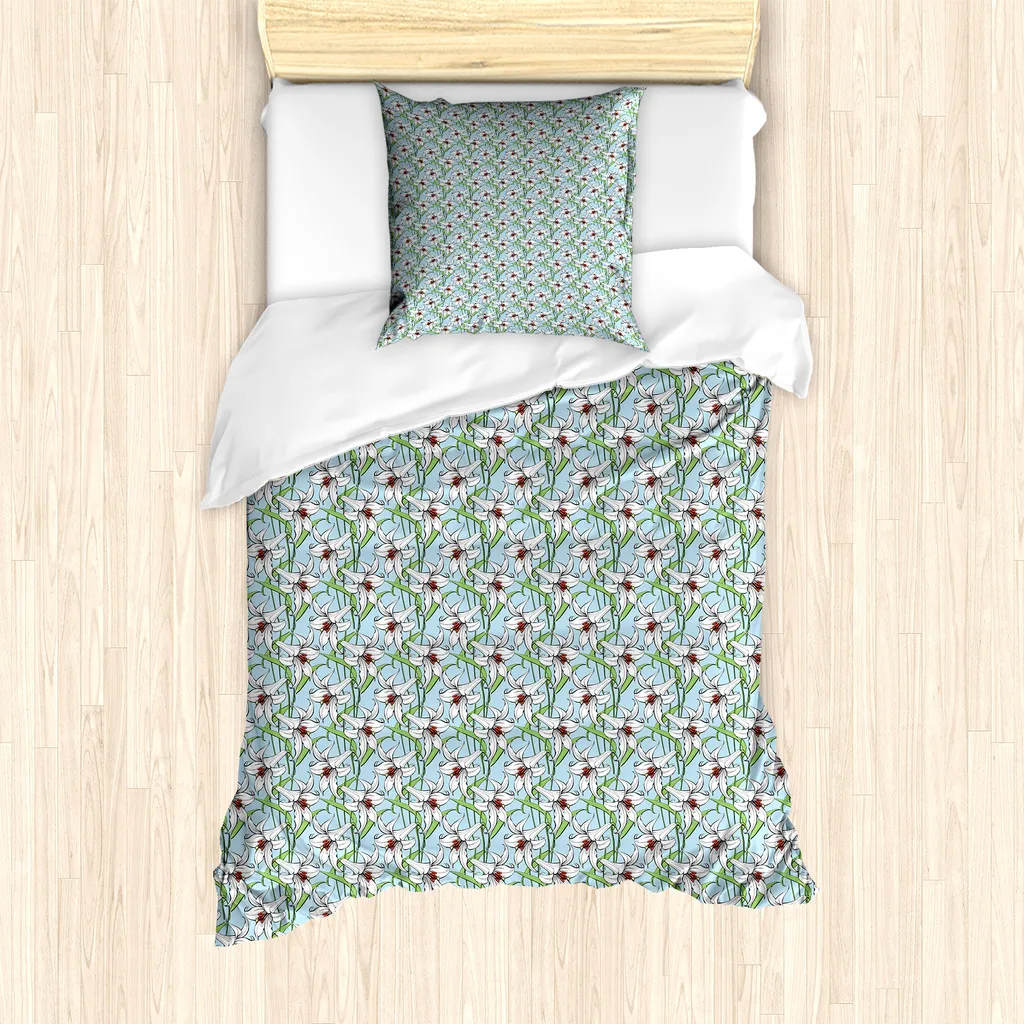 ABAKUHAUS Copripiumino Gigli 135x200 cm: Set Letto Singolo Antiacaro