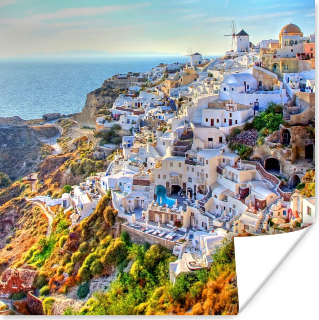 MuchoWow Poster Berge von Santorin Griechenland 30x30 cm - Wandposter - Printing