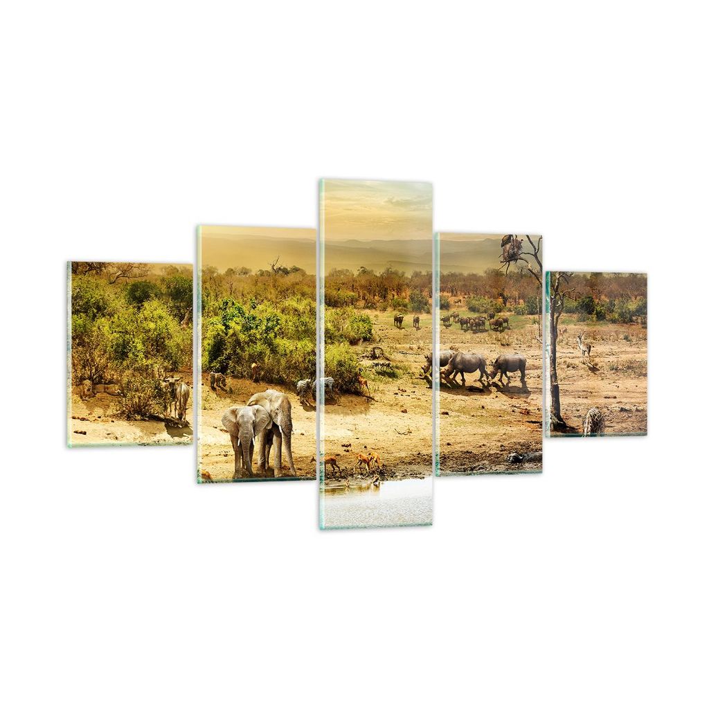 Bilder auf glas - Safari Tiere - 125x70cm - Glasbilder - Wandbilder - Bilder - Kunstdruck - zum Aufhängen bereit - Wanddekoration aus Glas - Glas ...
