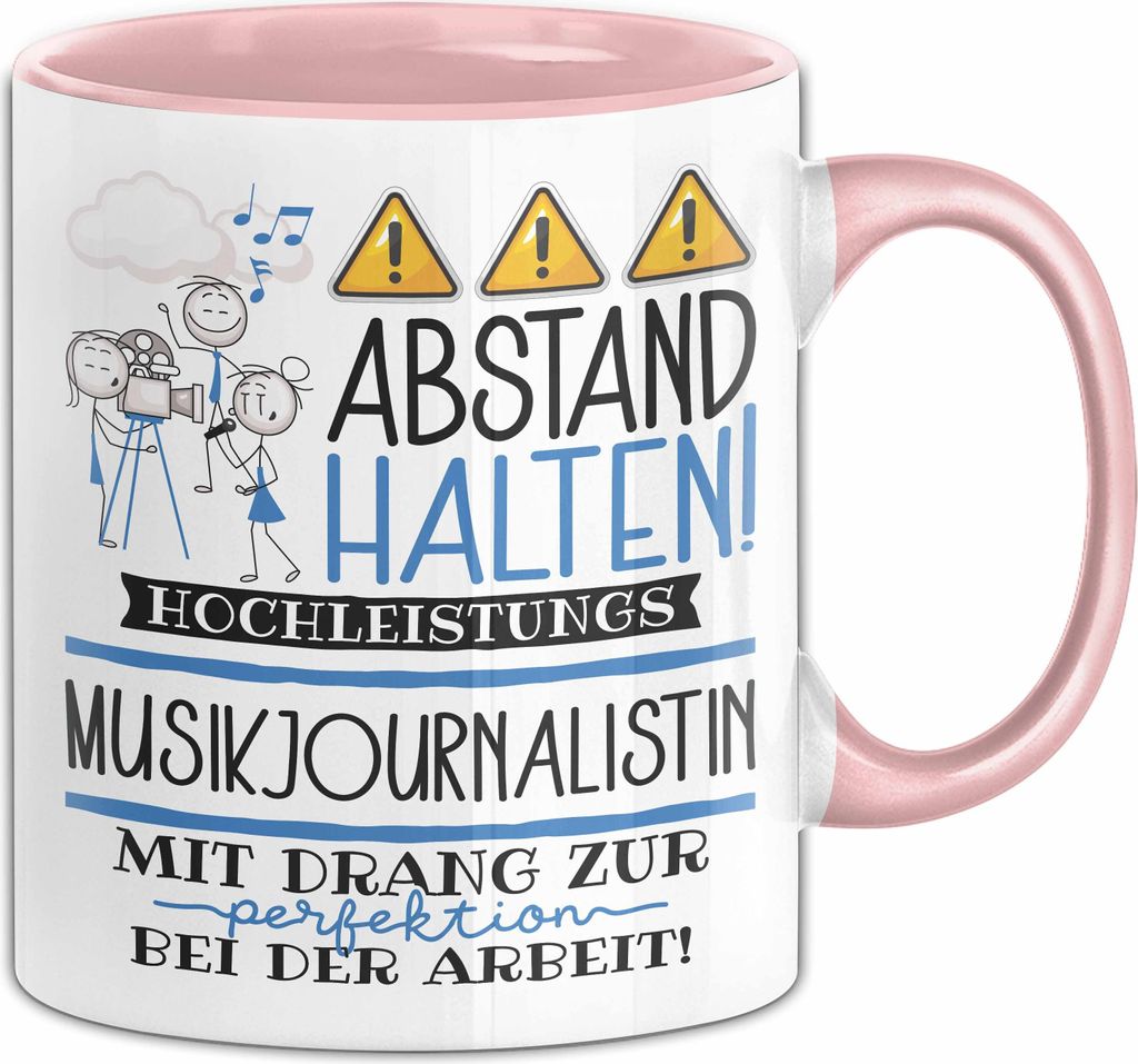 Musikjournalistin Tasse Geschenk Lustig Abstand Halten Hochleistungs-Musikjournalistin Mit Drang Zur Perfektion Bei Der Arbeit (Rosa)