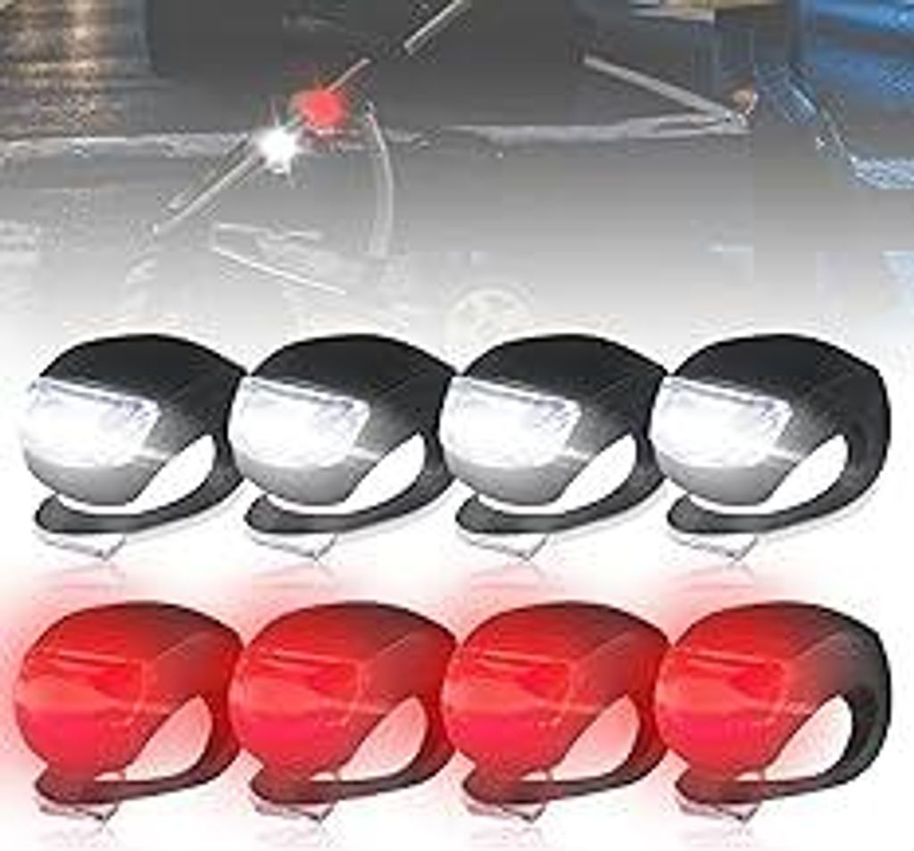 8 Stück LED Kinderwagen Beleuchtung, Silikon Kinderwagen Lichter Wasserfest, Sicherheitslicht Set Mit 3 Lichtfunktionen, Klippbare Tragbare Warnli...