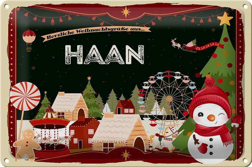 Blechschild Weihnachten Grüße HAAN FEST 30x20cm