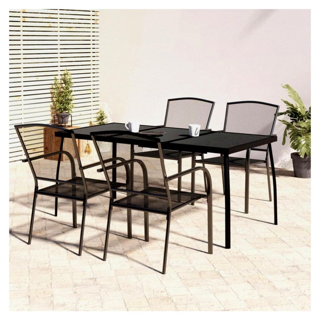 Gartenmöbel-Set, 5-teilig, anthrazitfarbener Stahl für den Außenbereich