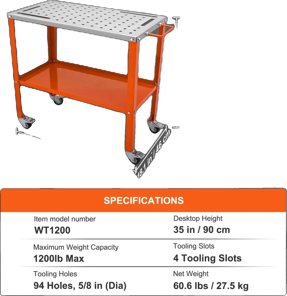 Table de soudure pliante 18 pouces réglable avec haute capacité de charge