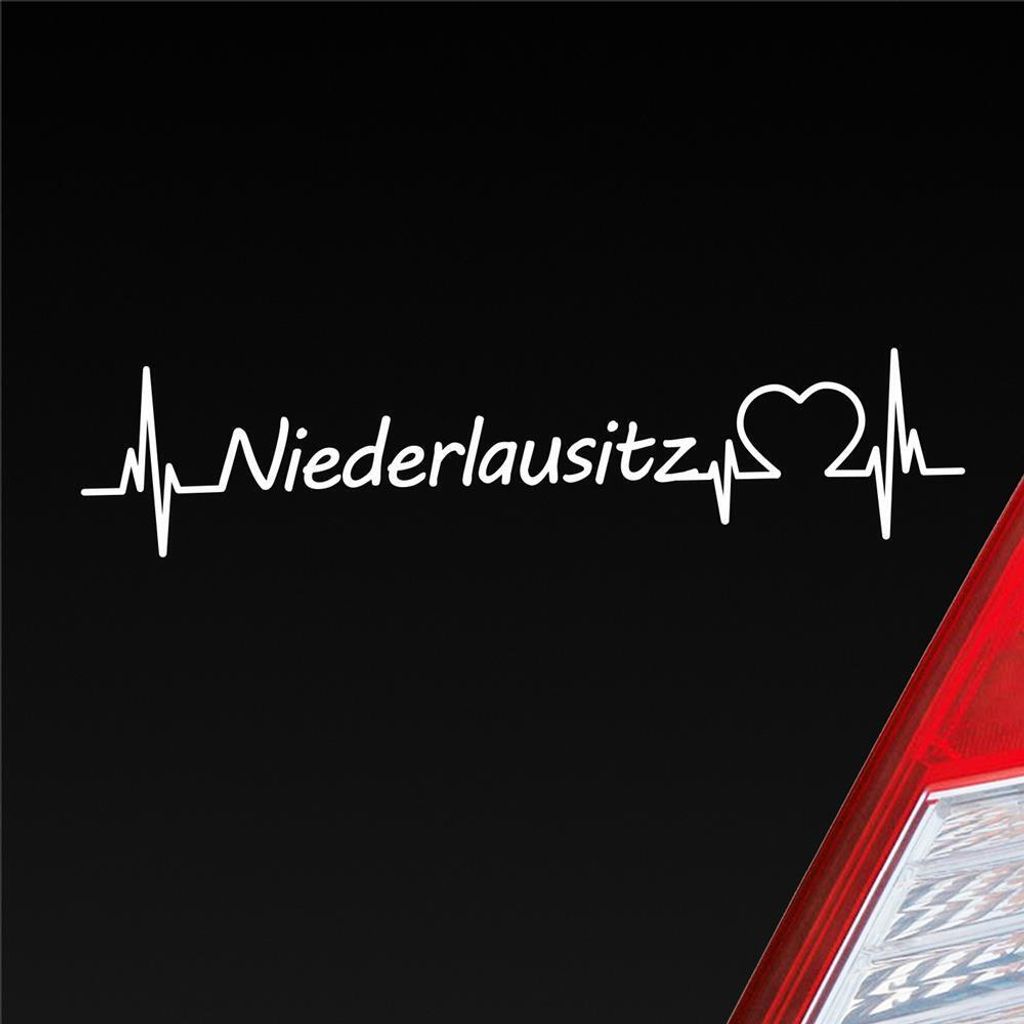Auto Aufkleber Niederlausitz Puls Herzschlag mit Ferien Region Motiv 19x4 cm Weiss Matt Sticker Heckscheibenaufkleber