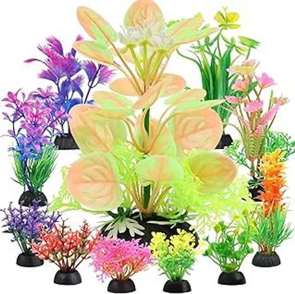 Set 11 Decorazioni Acquario Piante Artificiali Colorate | Accessori Vasca