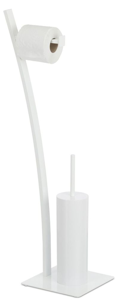Relaxdays WC-Garnitur weiß, Toilettenpapierhalter, Produktbild 