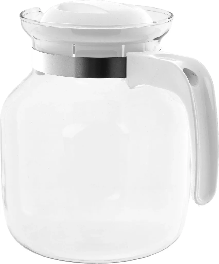 Brocca in vetro resistente al calore - Teiera - 1,5 l - Coperchio per tè - Adatto al contatto con gli alimenti (FCM) - Bianco