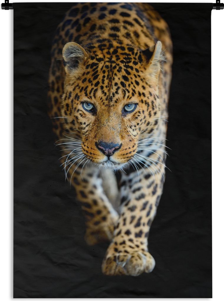 MuchoWow Wandteppich Wandbehang Leopard - Tiere - Porträt - Wildtiere - Schwarz 120x180 cm Tapisserie Dekoration Wandtuch - Schlafzimmer - Dekor...