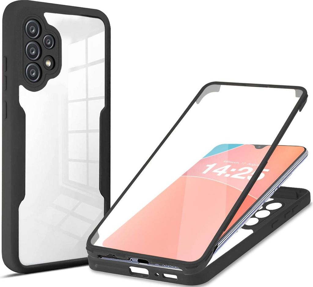 360 Grad Rundum Schutz Handyhülle für Samsung Galaxy A13 5G Full Cover Vollschutz Case Farbe: Schwarz