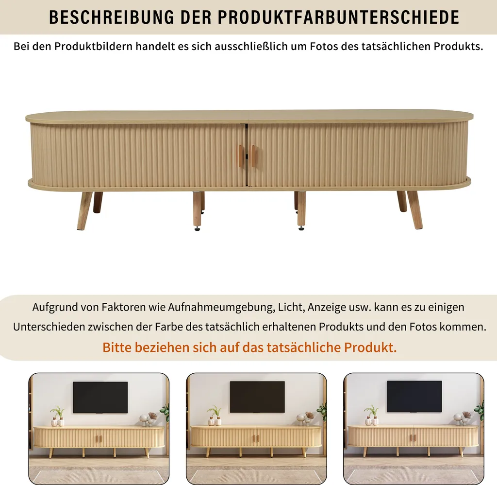 Buffet meuble TV bas de rangement scandinave en noyer clair
