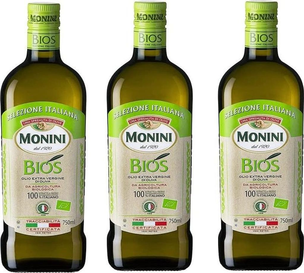 3x Monini Bios Olio Extravergine di Oliva Natives Olivenöl Extra 750ml