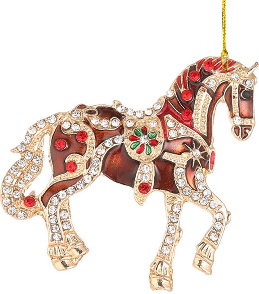 Weihnachtsbaumschmuck in Pferdeform: Funkelnde Strass-Pferde zum Aufhängen, Acryl-Weihnachtsbaumschmuck für Winter-, Weihnachtsfeier- und Weihnac...
