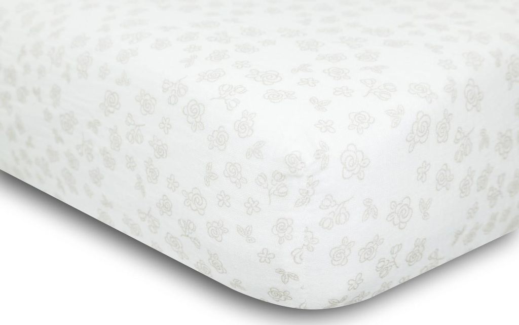 MUSLIN DESIGN Spannbettlaken 60x120x10 Weiß mit Rosen