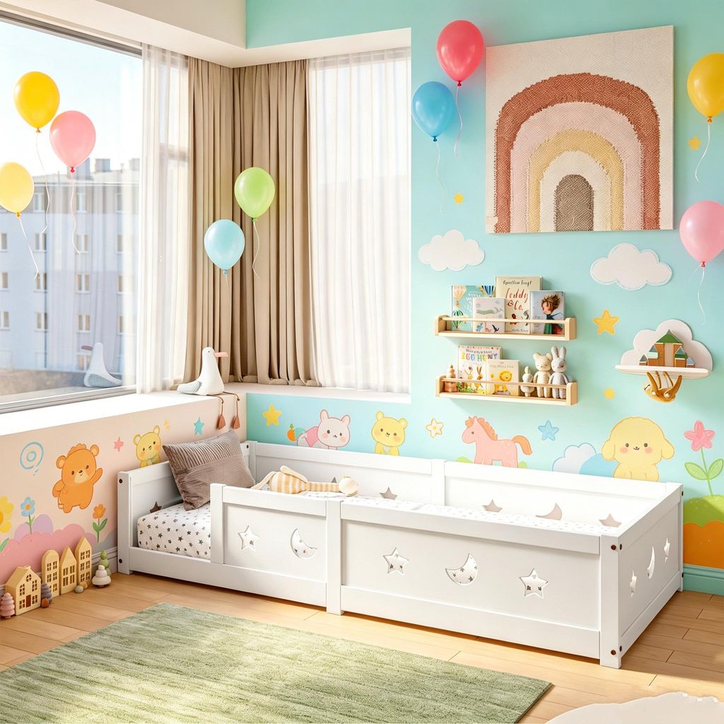 INONEFT Kinderbett 140x200 cm, Doppelbett mit Produktbild 