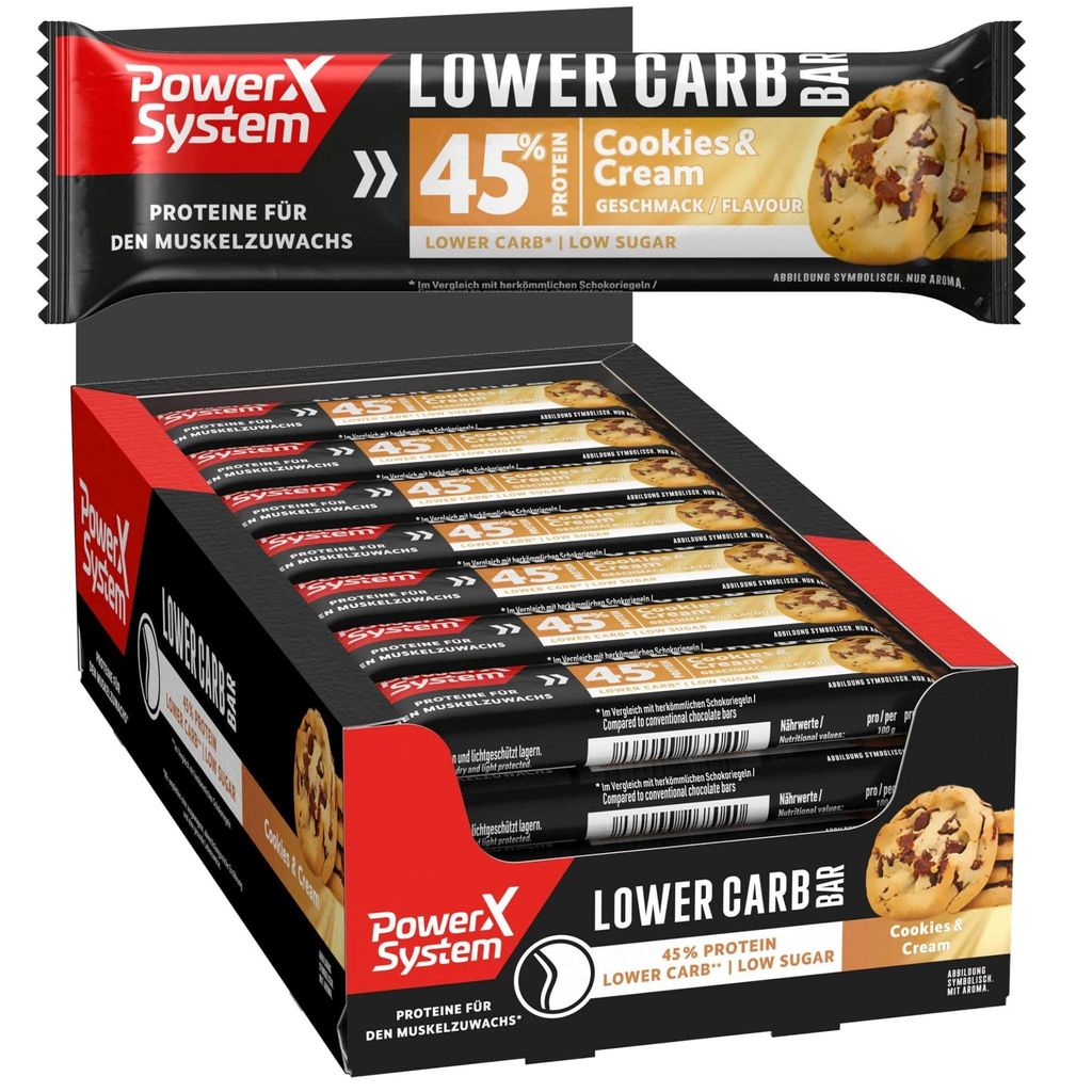 Karton Lower Carb Cookies and Cream Proteinriegel
