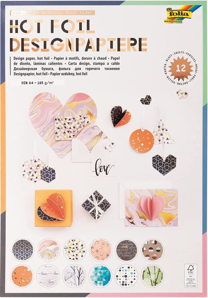folia Designpapierblock "Hotfoil III" DIN A4 165 g/qm 12 Blatt