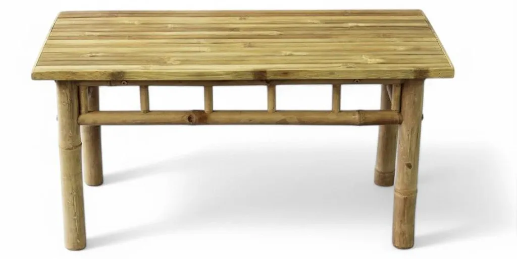 Table basse bambou marron style moderne Aviaton 90, format 90x45cm