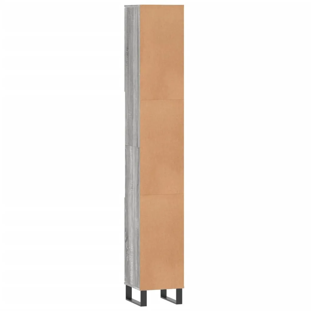 Colonna Bagno Alta 190cm Grigio Sonoma | Mobile Verticale Design 30x30 - 6
