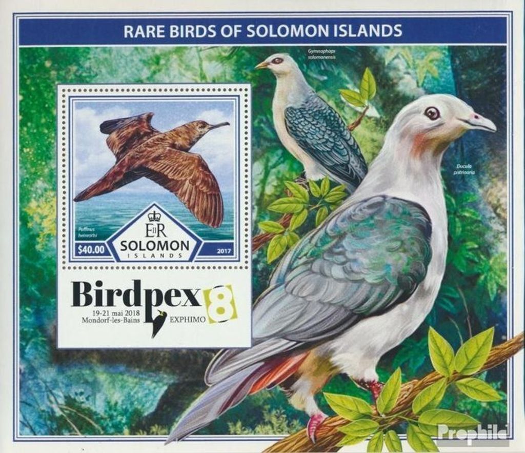 Briefmarken Salomoninseln 2017 Mi Block 655 (kompl. Ausg.) postfrisch Seltene Vögel