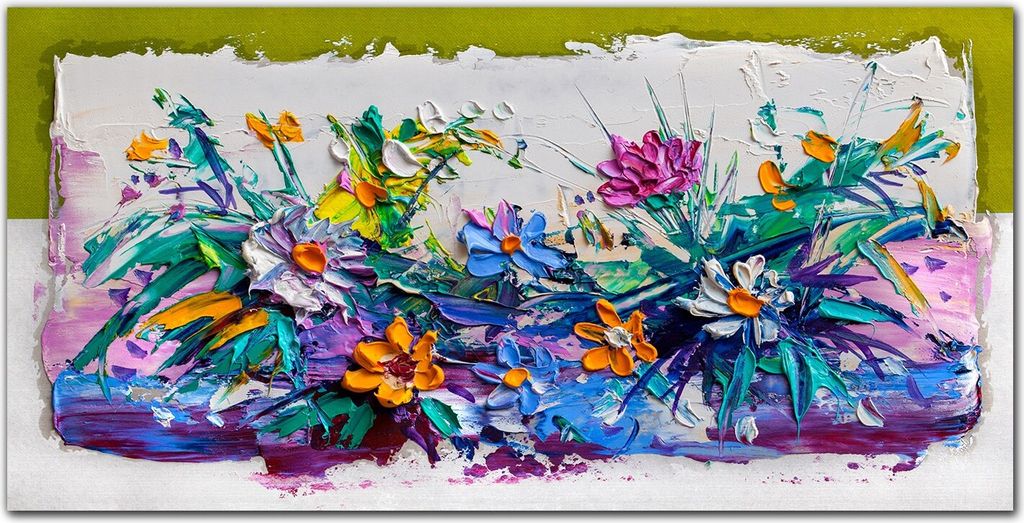 Coloray Bild aus Leinwand 100x50 Leinwand Dekoration - Malerei Blumen