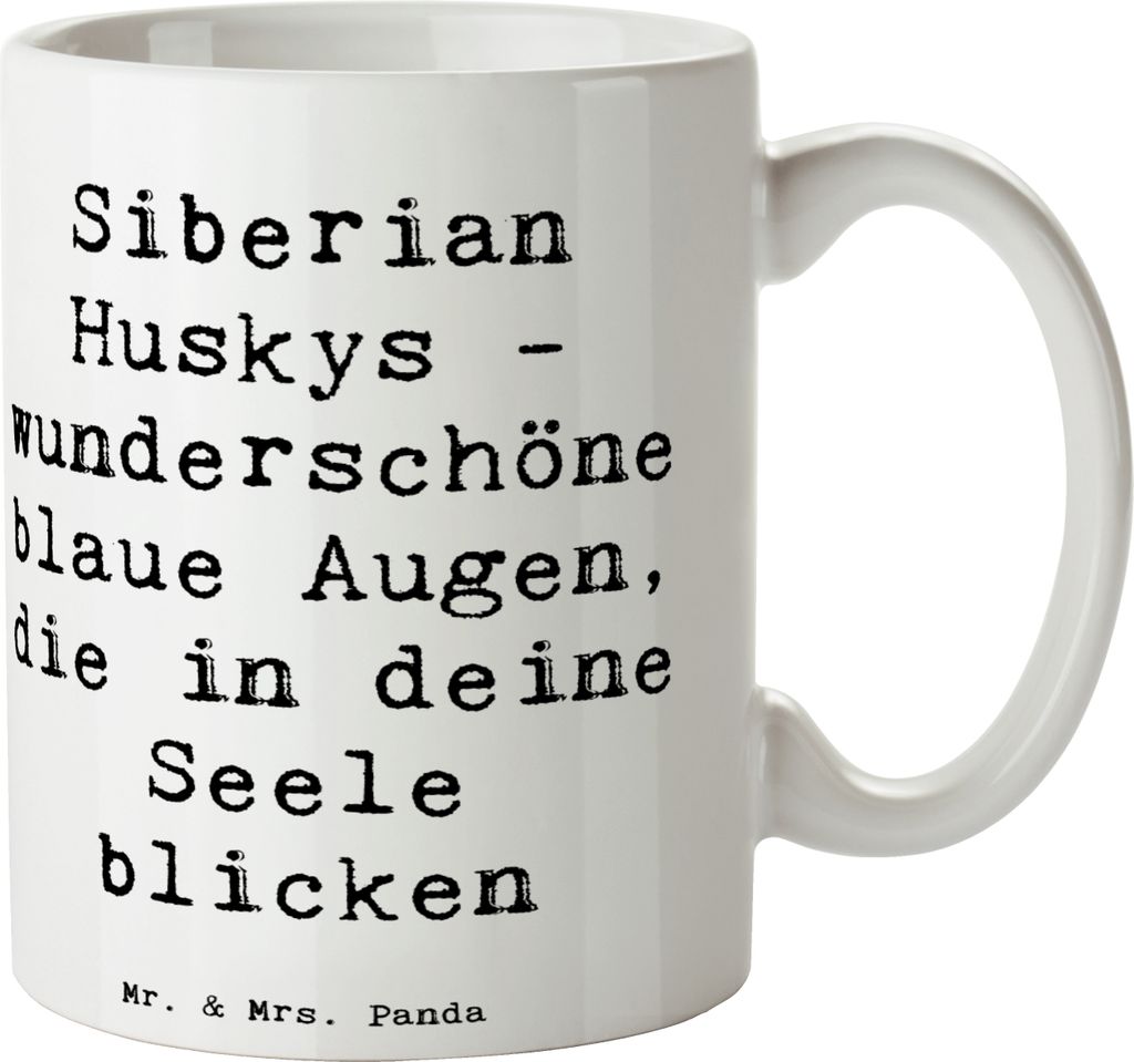 Mr. & Mrs. Panda Becher Spruch Siberian Husky Augenzauber - Weiß - Geschenk, Teetasse, Husky-Liebhaber, treue Hunde, Pott, Kaffeepott, Abenteuer, ...