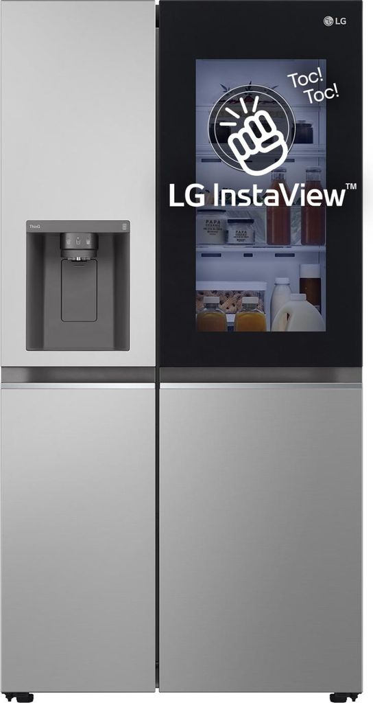 LG InstaView GSGV80PYLD Side-by-Side Kühlkombination Freistehend 635 l D Silber
