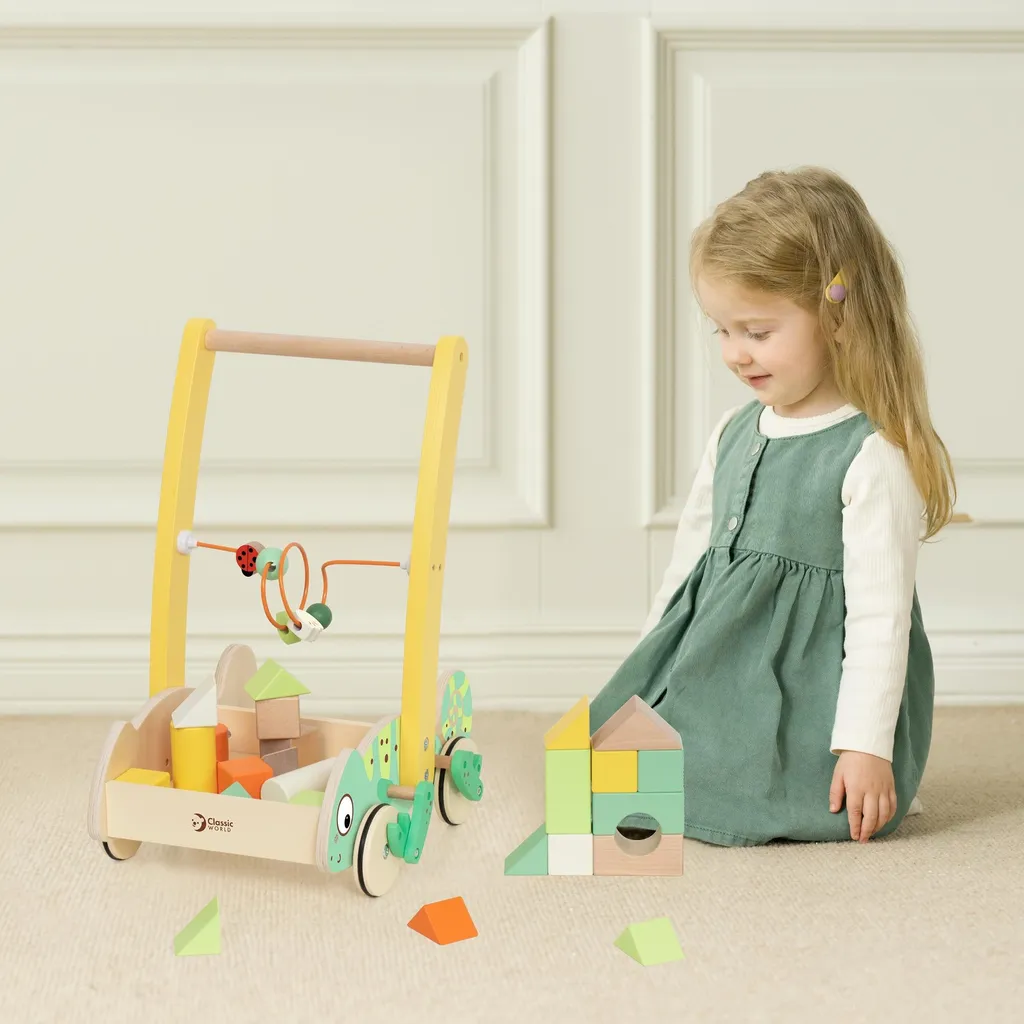 Trotteur en bois Caméléon stable avec blocs de construction - 8