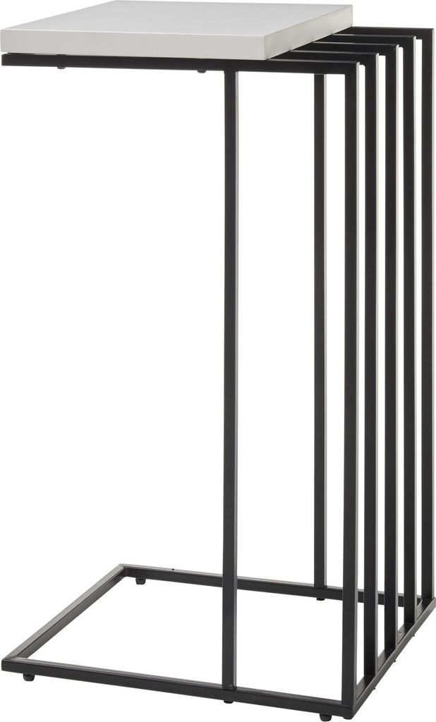 Beistelltisch >JUBA< in weiss, Holzwerkstoff/ Metall - 40x70x35cm (BxHxT)