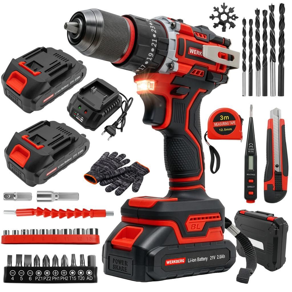 Akku-Schlagbohrschrauber 20V 60Nm Brushless 2x 2Ah | Produktbild 