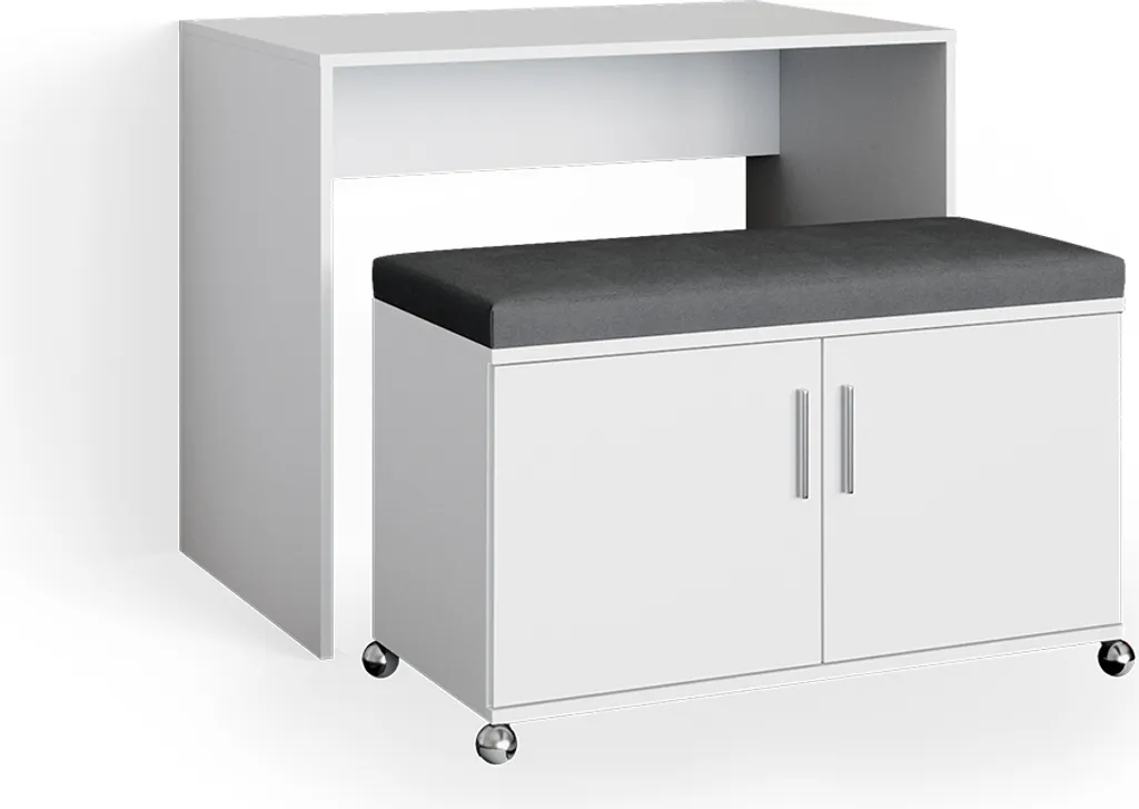 Bureau Blanc Moderne Vicco Flona 93.2 cm - Revêtement Robuste et Design
