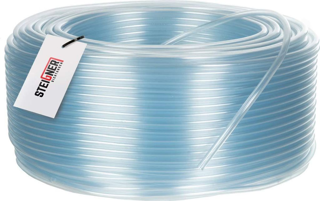 STEIGNER Benzinschlauch Wasserschlauch PVC Schlauch Transparent, Durchmesser: 3-5 mm, Länge: 1 m, SBS-01-1
