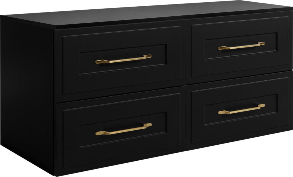 RODAN | Badschrank Hängend - 160 cm - Schwarz - MDF - mit 4 Schubladen - Modern