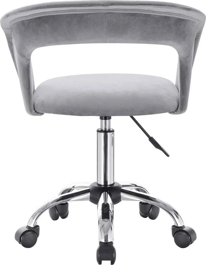Sedia da Scrivania Ergonomica DeLuxuriös Velluto Grigio Design Moderno - 7