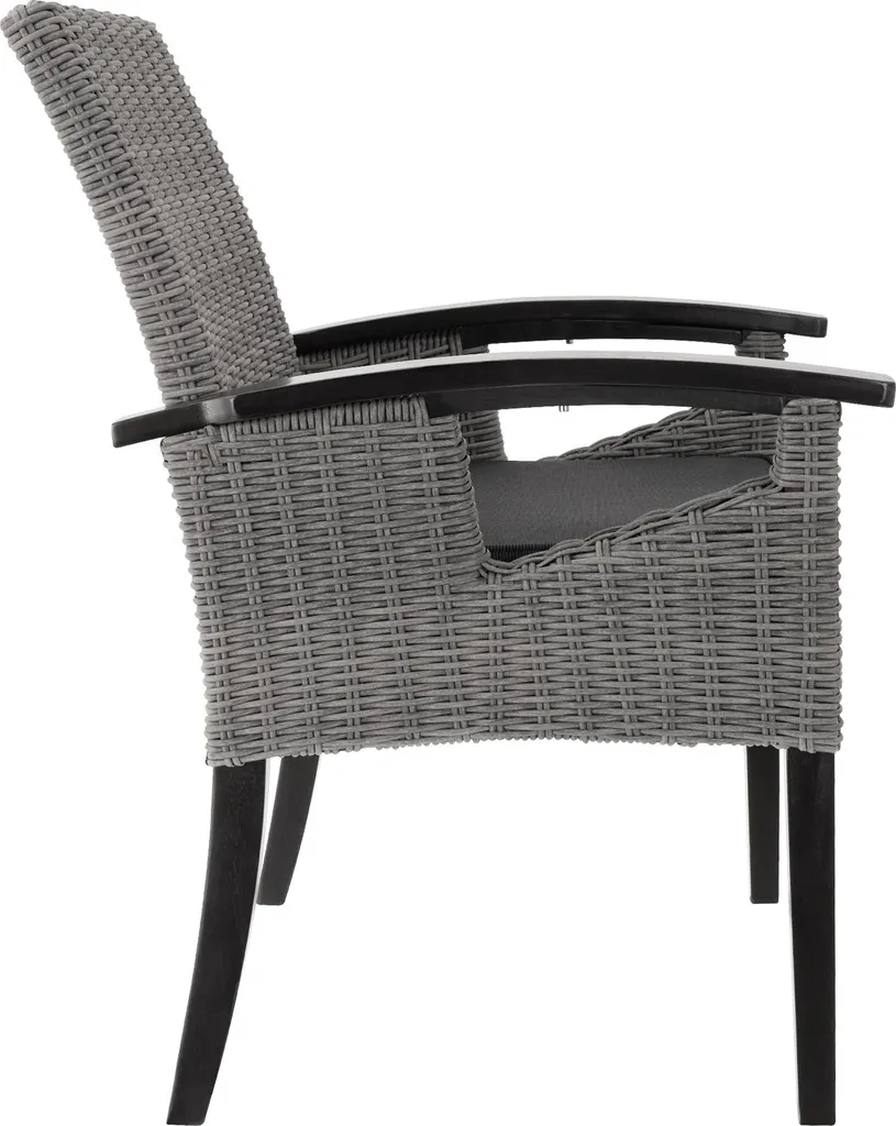 Table rotin Tarent et 4 chaises Rosarno gris résistant aux intempéries - 8
