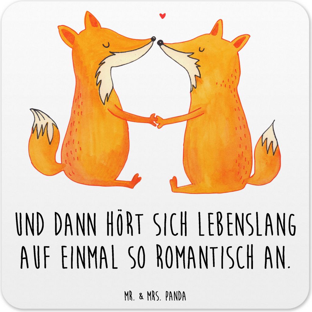 Mr. & Mrs. Panda Untersetzer für Gläser Füchse Liebe 15er Set - Weiß - Geschenk, Tischuntersetzer, Tisch, Coaster, Glas-Untersetzer, Tassenunte...