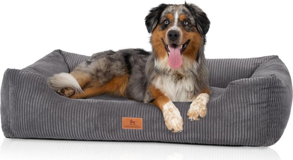 Knuffelwuff Hundebett aus Cord mit Handwebcharakter Olivia in grau S
