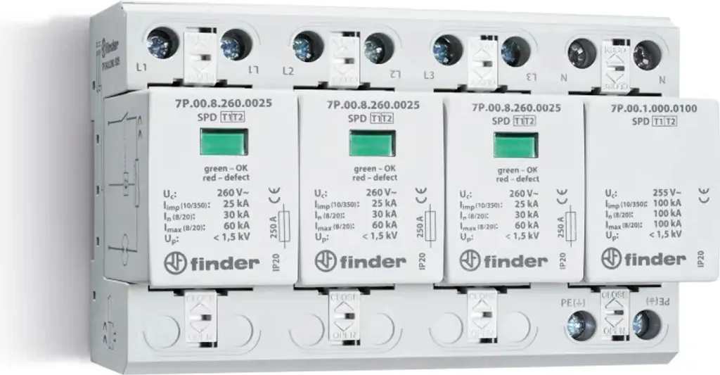 Parasurtenseur Finder 7P.04 Dispositif de Protection Foudre 60 kA