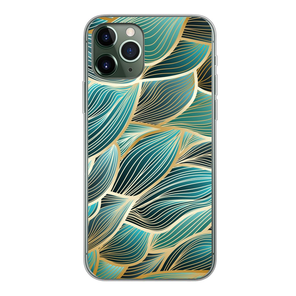MuchoWow Handyhülle Schutzhülle Hülle für iPhone 11 Pro Muster - Gold - Abstrakt - Welle Silikon Softcase Handy Hülle - Handy
