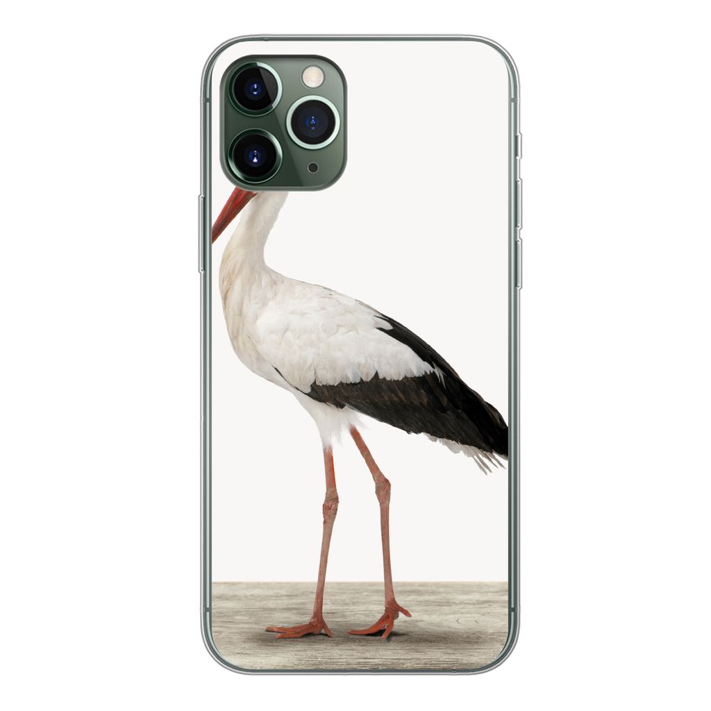 MuchoWow Handyhülle Schutzhülle Hülle für iPhone 11 Pro Storch - Vogel - Tiere - Jungen - Kinder - Mädchen Silikon Softcase Handy Hülle - H...